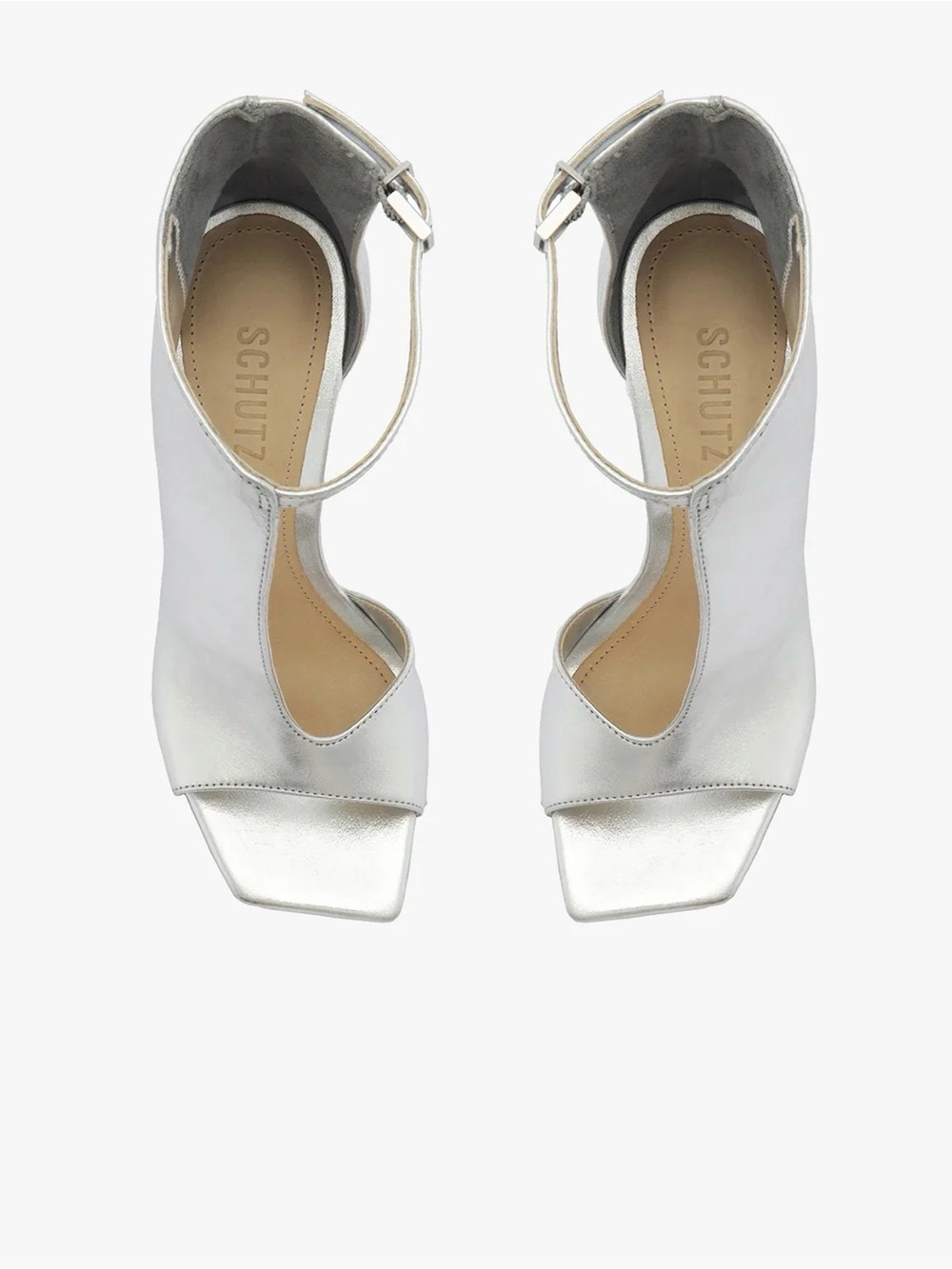 SCHUTZ ALINA METALLIC LEATHER SANDAL